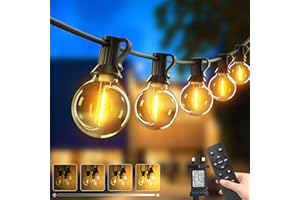 btfarm 30M/100FT Outdoor Festoon Lights Mains Powered with Remote, 40+2 LED Garden String Light Timer Dimmable with Shatterpr