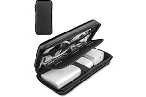 ACOCOBUY Organisateur Accessoires Électroniques, 2 Couches Pochette Électronique Portable Organisateur Protection Antichoc Sac Rangement Étui Disque Dur Externe Étui Transport Sac Power Bank, Noir