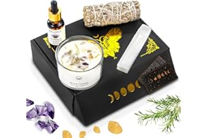 jagdag Spiritual Gifts, Energy Cleansing Kit, Chakra Candles, Positive Energy Crystals, Meditation Kit, Sage Cystal Candles Cleansing House Negative Energy, Spiritual Healing Gifts Women & Men, White