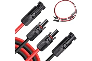 Coomoors Solarkabel Verlängerung 4mm² 2 x 1m(1m rot+1m schwarz) Solarkabel Profi Solarkabel für Solarpanels für Photovoltaik Kabel für Solarkraftwerk IP68 wasserdichter Stecker