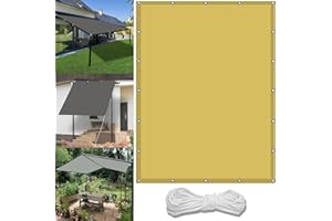 WGLF SUN Gazebo Covers Replacement 3 x 3.8 m(9.8 x 12.5ft) Waterproof Privacy Screen with Free Rope UV Block Weather-Resistant with Grommets Pes Sun Shades Outdoor Garden Patio Party, Cream Color