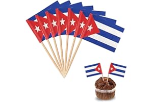 YXHZVON Pack of 100 Cocktail Stick Flags, Cuba Flag Toothpicks, Cocktail Stick Flags Toothpicks Cocktail Picks for Party Decoration Food Cake Fruit Sandwich Party Pub Decoration