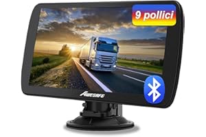 AWESAFE Bluetooth Navigatore Camion Camper 9 Pollici 2024 GPS Navigatore Satellitare Auto Autobus Taxi, Mappa 2D/3D, Aggiornamenti gratuiti delle mappe a vita