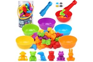 LEADSTAR Montessori Juguetes 3 4 5 6 Años, Juegos Educativos Niños, 46 Piezas Juegos de Combinación de Color, Juguetes Apilar Contar Habilidades Matemáticas Clasificación con Tazas Y Pinzas