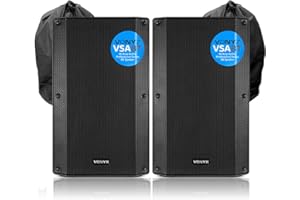 2x Vonyx VSA15BT 15" Bluetooth Active Speaker - 1000W Powered PA Speaker Pair with Bags, Bi-Amplified Design, Ideal for DJs, Events, and Live Performances