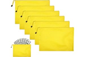 FANNAS 6 Stück Geldtaschen Banktasche DIN Dokumentenmappe A5 Geldtasche mit Reißverschluss 24 x 18cm Oxford Geldtaschen Dokumententasche für Geldscheine Aufbewahrung Dokumenten(Gelb)