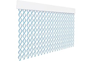 HOME MERCURY – Cortina Espiral para Puerta Exterior o Interior, Material PVC – Libre de Insectos (200x90CM, Blanco+Filo Azul R8)