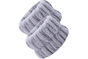 Hailerio Bracelets de lavage du visage | 2 bracelets de spa en polaire de corail absorbants - Serviettes de poignet élastiques pour laver le visage, élastiques à cheveux moelleux pour femmes,
