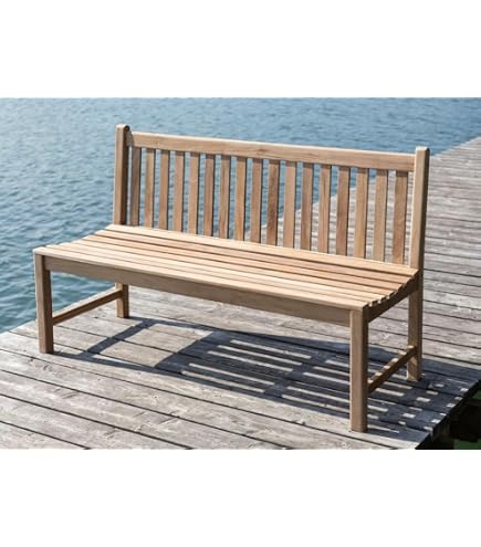 Teakholzbank Kingsbury 120 Cm – Gartenbank Mit Ergonomischer Form, 75% Maschinell, 25% Handarbeit