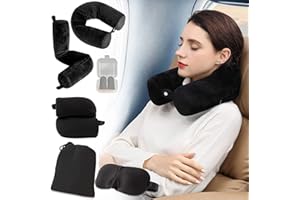 ‎EPROICKS EPROICKS Reisekissen Flugzeug, Kann Biegen Nackenhörnchen, Travel Nackenkissen Memory Foam für Nacken, Kinn, Taille, Knie, Kopf Stützen, Geeignet für Busse, Züge, Bett, Büro (Schwarz)