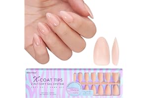 ‎BTARTBOX BTArtbox Short Almond Soft Gel Nail Tips Full Cover Nageltips Kurz Nagel Tips für Gelnägel, 150 Stück PRE-DESIGNED XCOATTIPS Nude Press on Nails Kurz Künstliche Fingernägel für Nail Extensions