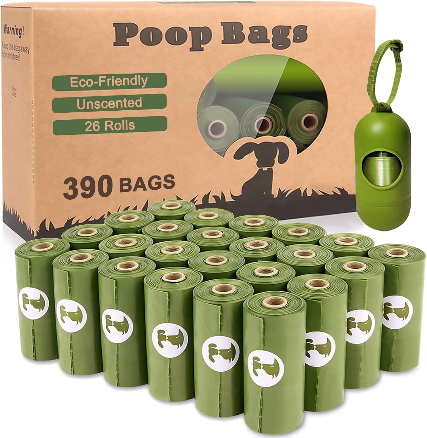 Yingdelai Dog Poo Bags - Extra Thick and Strong, Biodegradable Waste Bags for Dogs, 26 Refill Rolls Dog Poop Bag with 1 Holde
