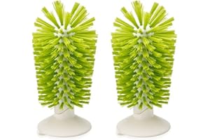 AUPSU 2Pcs Water Bottle Cleaning Brush, Standing Glass Washer with Suction Cup Bottle Cleaner for Beer Mugs