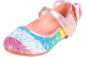 YOSICIL Mädchen ELSA Schuhe Regenbogen Schuhe Kinder Prinzessin Schuhe Eiskönigin Schuhe Karneval Party Tanzschuhe Partei Ballerinas Fasching Weihnachtsfeier Fest Schuhe Bunte Schuhe