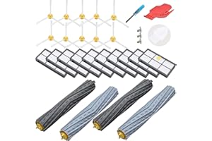 Loveco Kit de Remplacement pour iRobot Roomba Serie 900 960 980 974 981 & Serie 800 890 850 860 861 866 870 880 (10 filtres,10 brosses latérales,2 Jeux de brosses en Caoutchouc,1 Outils de Nettoyage)