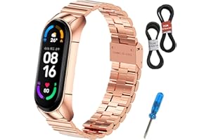 MIJOBS Correa de Metal para Xiaomi Band 6 Pulsera Miband 5/4/3 Correas de Reloj Miband 6 Correa de Acero Inoxidable Pulsera de Repuesto Compatibles con Xiaomi Mi Band 6/5/4/3 Correa de Metal