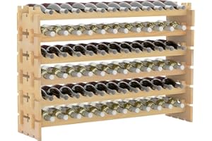 TANGZON 6/9-Tier Wooden Wine Rack, 60/72/108 Bottles Stackable Wine Holder, Free Standing Wine Bottle Display Storage Organizer for Home, Kitchen and Bar (72 Bottle, 120 x 29 x 79cm)