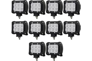 ‎AUXTINGS AUXTINGS 10 Stück 10,2 cm 18W Flood LED-Arbeitsleuchte Bar Driving Lampe 12V 24V 1440 LM 6000K für Off Road Auto Kabine Boot SUV Car ATV Fahrzeuge Marin
