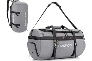 Hulongo Bolsa de Deporte Hombre Mujer 35L Duradero Gym Bag Impermeable Bolsa de Viaje Mochila con Compartimento para Calzado y Bandolera 3 en 1