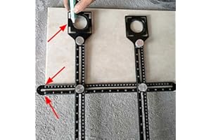 isotrade RÈGLE DE MESURE MULTI-ANGLE AVEC TROU DE POSITIONNEMENT, Noir, Moyen