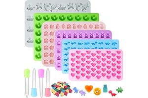 TAIXING Lot de 6 moules en silicone antiadhésifs pour bonbons et emporte-pièces 4 compte-gouttes pour gelée, biscuits au chocolat
