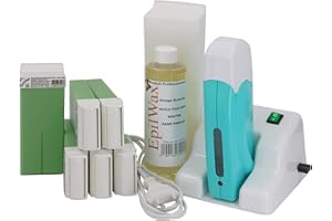 EpilWax - Kit Chauffe Cire Modulaire avec Support - Épilation Professionnelle avec 6 x Recharges Roll on Cire à l'Aloé Vera, 100 x Bandes d'Épilation et Huile après Épilation - Gamme Modulaire