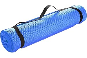 Mind Reader All Purpose Extra Thick Yoga Fitness & Exercise Mats with Carrying Strap, High-Density Anti-Tear