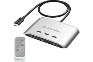 Cable Matters Commutateur USB C 20 Gbps, 3 entrées-1 sortie, prend en charge jusqu'à 8K@30Hz sous Windows, 4K@60Hz sous macOS, 140W PD, pour partager un moniteur ou une station d'accueil USB-C/TBT 4