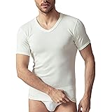 Maglia Intima Uomo (3 Pezzi) 100% Cotone Mezza Manica Scollo a V Antisudore Estiva