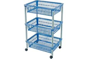 Axentia 235099 Chariot Universel avec 3 Paniers de Rangement, Plastique, 40 x 29 x 62 cm, Coloris aléatoire