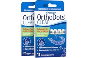 ORVANCE OrthoDots Clear (24 Count) - Moisture Activated, Silicone Dental Wax Alternative for Pain Caused by Braces. OrthoDots Stick Better & Stay on Longer Than Orthodontic Wax (24 Count Clear)
