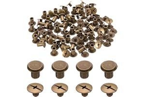 sourcing map 50set M5 x 6mm Chicago Screw Metal Phillips Head Binding Screws Post Nail Rivet Stud Screw Rivets for DIY Leather Belt Bag Craft Bookbinding, Bronze