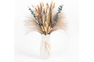 SOMLAW Trockenblumen Deko, 70+ Stück Natürliche Getrocknete Pampasgras Deko, 43cm Eukalyptus Dried Pampasgras Klein Boho Deko Getrocknete Blumen