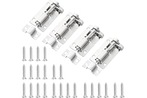 AUTUUCKEE Türriegel, 4 Stück, Gartentor-Hardware, WC mit Schrauben, Türriegel aus Edelstahl für Gartentor, Badezimmer, Schuppen, Toilette, Riegel