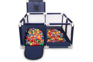Selonis Recinto Per Bambini Con 200 Palline Colorate, Blu:Verde/Giallo/Blu/Rosso/Arancione