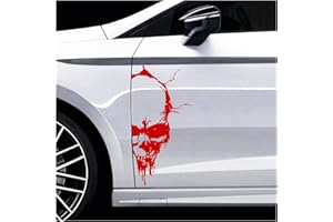 ‎FINEST FOLIA Skull Totenkopf Aufkleber Sticker Dekor Folie Autoaufkleber Tattoo für Auto LKW Wohnwagen (Karminrot, 50x24 cm (KX041))