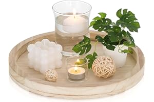 ‎ROMADEDI Holztablett Rund Holz Tablett Deko - Romadedi 30cm kerzentablett Landhaus Landhausstil Dekotablett Rustikale Tischdeko Couchtisch Kerzenteller Wohnzimmer