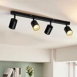 Wowatt LED Deckenleuchte 4 Flammig, Deckenstrahler LED Schwenkbar GU10, Spotbalken Deckenlampe Spot Schwarz, Modern Strahler 