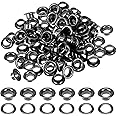 Grommet Kit, 100Sets Grommets Eyelets 1/4" Hole Size Eyelet Punch Kit 6mm Inner Diameter Black Metal Eyelets with Washers for Canvas, Shoes, Clothing, Bead Cores, Curtains, Fabric, Leather and Bag
