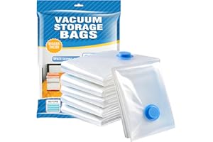 KITHIOM Vacuum Storage Bags for Clothes - 6 Pack 80 X 100cm Reusable Clothes Storage Bags Double Zip Seal Travel Space Saver Bags with Vacuum Sealer Bags for Bedding, Quilts, Pillows, Clothes, Duvets