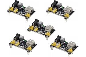 A-DIGISHUO 5Pcs 3.3V 5V MB102 Breadboard Power Supply Module DC 6.5-12V USB | for Arduino Solderless Bread Board Project