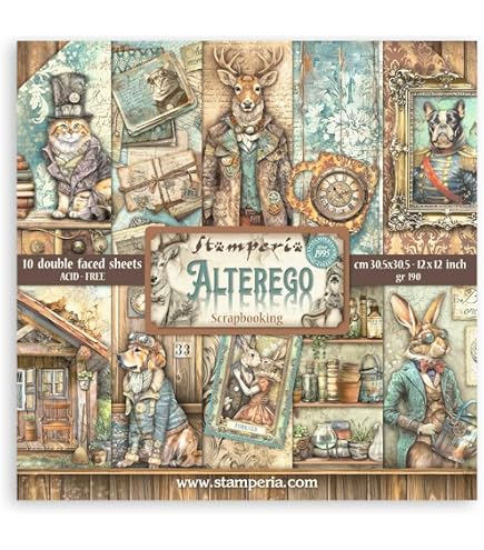 Papiers De Découpage Stamperia - Lot Multicolore Pour Scrapbooking, Cartes, Journaux - Designs Originaux Sur Papier De Riz - Idéal Pour Créateurs Et Artistes