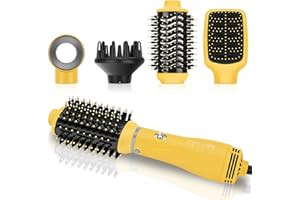 Ensemble de Brosse Soufflante 4 en 1, PARWIN PRO BEAUTY Brosse Seche Cheveux, avec 4 Accessoires, pour Sécher, Lisser, Volumiser et Coiffer, Brosse Sèche-Cheveux Ionique de Soin