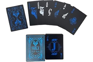 KEAIDUO JUNMOXIAO Cool Plastic Playing Cards, Deck of Waterproof Magic Poker Cards for Family Party BBQ Gatherings Gift Poker Wolf