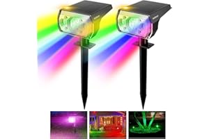 WeBeqer RGB Spot Solaire Extérieur Multicolore, 18 LEDs Lampe Jardin Solaire Extérieure à 7 Modes D'éclairage, Éclairage Extérieur Solaire Étanche IP67, pour Jardin, Cour, Chemin, Allée, 2 Pack