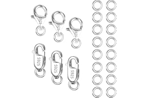 ALEXCRAFT Jewelry Making Set, 26Pcs 925 Sterling Silver Jewelry Clasps Necklace Clasps with Jump Rings Set Bracelet Clasp Necklace Connect Pendant Rings Jewelry Repair Clasps 925 Jewelry Findings