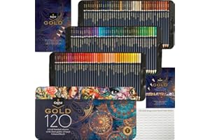 Castle Art Supplies Gold Standard - Juego de 120 lápices de colores con base de aceite de calidad que se mantienen más afilados, más resistentes contra la rotura, para artistas adultos, coloristas, en