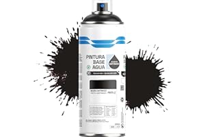 Etrexonline Pintura Spray Ecológica 400ml - Base Agua, Sin Olor - Para Muebles, Metal, Plástico y Madera - Colores Vivos y Permanentes, Cobertura Uniforme - Negro Satinado, 1 unidad