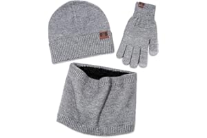 LumiSyne Winter 3 in 1 Hat Scarf Glove Sets for Men Women Touchscreen Gloves Beanie Knitted Hat Tube Scarf Infinity Scarf Soft Warm Angora Fabric