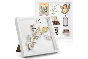 FoiiLiio Juego de 2 Marcos con Profundidad,30 x 30 cm Marcos de Fotos 3D para Rellenar,Marco de Objeto Rellenable,Marco de Caja de Sombra para Medalla,Fotos,Flores,Souvenirs,Blanco